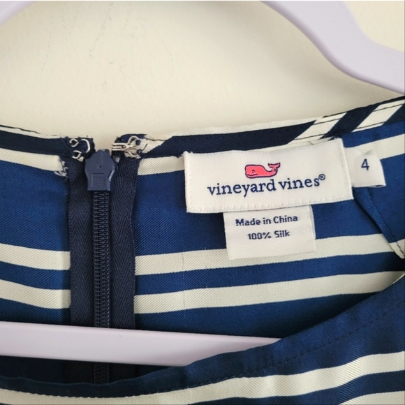 Vinyard‎ Vine 100% Silk Navy Striped Marine look Blouse Top 4 - Picture 3 of 4